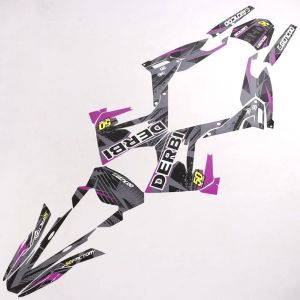 Kit déco Derbi Senda, Gilera SMT, RCR (depuis 2018) Gencod Evo II violet (écriture Derbi)