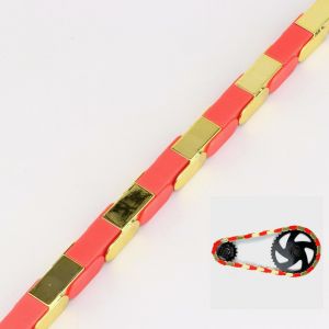 Couvre chaîne à clipser vélo 1 vitesse 112 maillons Insane Chains or et rouge