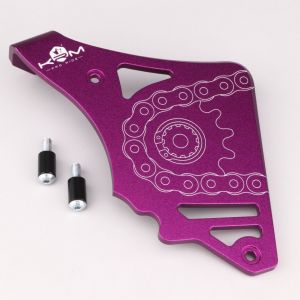 Cache pignon aluminium AM6 Minarelli KRM Pro Ride (avec butée de biellette d'embrayage) violet