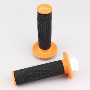 Poign&eacute;es moto Domino D200 D-Lock MX Grip noires et oranges