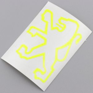 Sticker "lion" de garde boue avant Peugeot 103 jaune fluo