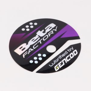 Sticker de carter d'embrayage AM6 Minarelli Gencod Beta Factory violet holographique