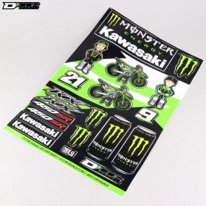 Stickers Cartoon Beeg Monster Energy Kawasaki MX 30.5x46 cm D'Cor (planche)