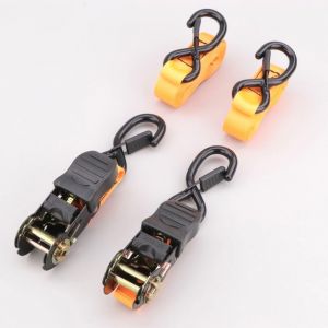 Sangles d'arrimage 4 m &agrave; cliquet et crochets ferm&eacute;s oranges (lot de 2)