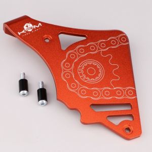 Cache pignon aluminium AM6 Minarelli KRM Pro Ride (avec butée de biellette d'embrayage) orange