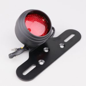 Support de plaque avec feu arrière rouge rond vintage à leds Ø60 mm Blackway