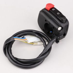 Commodo droit universel (démarreur, coupe circuit bouton poussoir) Domino noir (cosse 4 broches + 1 fil)