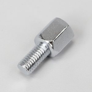 Adaptateur de rétroviseur Ø8 mm à Ø8 mm chromé (filetage intérieur Ø8 mm standard, extérieur Ø8 mm inversé)