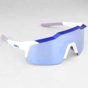 Lunettes 100% Speedcraft SL blanches et bleues verre Hiper bleu