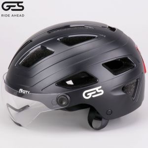 Casque vélo avec éclairage arrière et visière intégrés GES City noir mat
