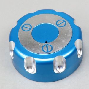 Bouchon de r&eacute;servoir d'essence Derbi Senda, Gilera SMT, MBK Booster... alu T4tune bleu
