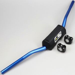 Guidon Fatbar alu &Oslash; 28 mm Gencod bleu avec pontets et mousse noirs