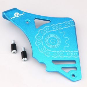 Cache pignon aluminium AM6 Minarelli KRM Pro Ride (avec butée de biellette d'embrayage) turquoise