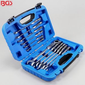 Cl&eacute;s mixtes &agrave; cliquet double articulation 8 - 19 mm BGS (lot de 12)