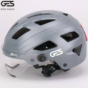 Casque vélo avec éclairage arrière et visière intégrés GES City gris mat