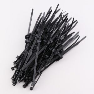 Clips avec cheville à expansion LC1 et colliers de serrage 5x200 mm WKK noirs (lot de 100)
