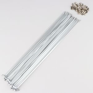 Rayons de roue inox 2.3x256 mm avec écrous cyclomoteur, Solex jante 24" (32 rayons)