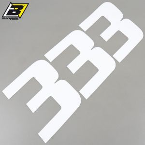Stickers num&eacute;ro cross 3 blancs 20 cm Blackbird (jeu de 3)