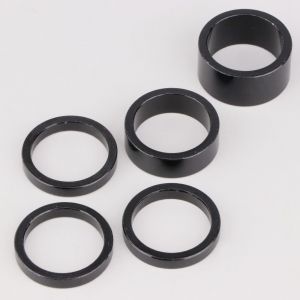 Entretoises alu de pivot de direction v&eacute;lo 1" Contec Spaler noires (lot de 5)