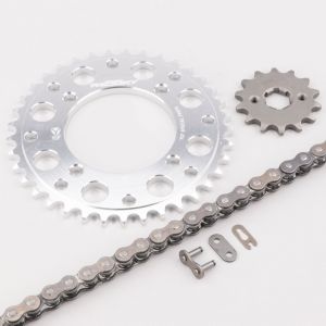 Kit cha&icirc;ne 14x37x116 dirt bike, pit bike YCF gris (pignon &Oslash;20 mm)