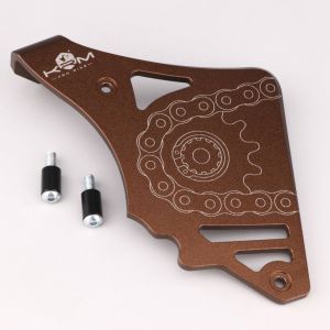 Cache pignon aluminium AM6 Minarelli KRM Pro Ride (avec butée de biellette d'embrayage) bronze