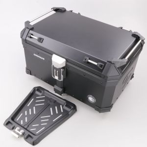 Top case 65L aluminium moto, scooter universel Coocase S65 noir (ouverture Keyless) (avec platine)