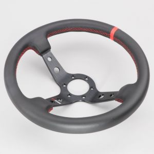 Volant 3 branches tulipage 90 mm simili cuir kartcross, autocross &Oslash;350 mm RRS Rallye noir