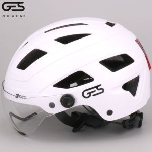 Casque vélo avec éclairage arrière et visière intégrés GES City blanc mat