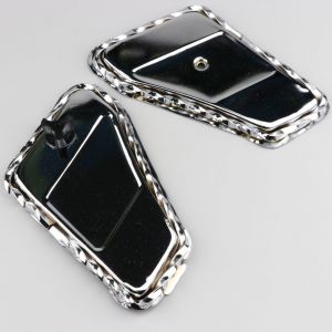 Portes de bo&icirc;te &agrave; outils torsad&eacute;es Peugeot 103 SP, MVL... chrom&eacute;es (paire)