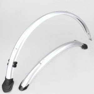 Garde boues avant, arri&egrave;re v&eacute;lo 28" M-Wave Mud Max Flex gris 45 mm