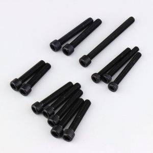 Visserie de carter d'embrayage, couvercle de pompe à eau et cache pompe à huile Derbi Euro 3, 4 TNT Tuning noire (kit)