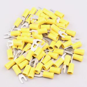 Cosses à fourche isolées 3.7 mm WKK jaunes (lot de 100)