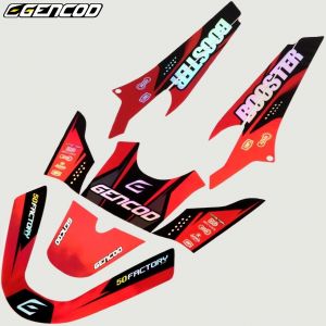 Kit déco MBK Booster, Yamaha Bw's (depuis 2004) Gencod noir et rouge holographique (écriture Booster)