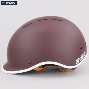 Casque v&eacute;lo avec &eacute;clairage arri&egrave;re Optimiz 0375 bordeaux