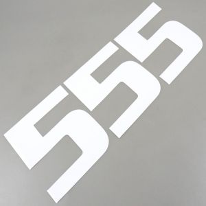 Stickers num&eacute;ro cross 5 blancs 20 cm Blackbird (jeu de 3)