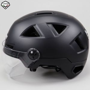 Casque v&eacute;lo avec &eacute;clairages et visi&egrave;re Vito E-Light noir mat