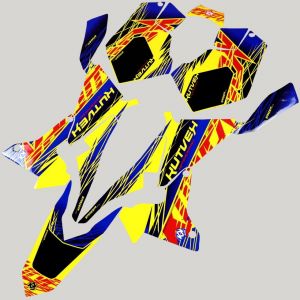 Kit d&eacute;co Suzuki LTR 450 Kutvek Eraser bleu et jaune