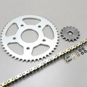 Kit cha&icirc;ne 16x50x130 Derbi GPR 125, Gilera SC 125 Afam or (&agrave; joint toriques) (d&eacute;multiplication origine)