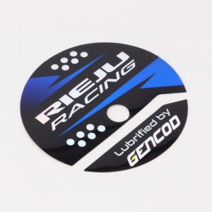 Sticker de carter d'embrayage AM6 Minarelli Gencod Rieju Racing bleu holographique
