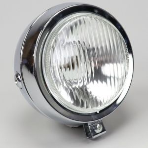 Phare rond moto, cyclomoteur, café racer Ø130 mm chromé