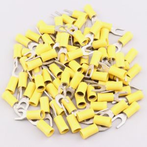 Cosses à fourche isolées 5.3 mm WKK jaunes (lot de 100)