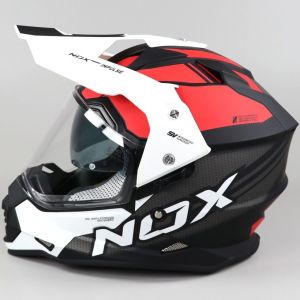 Casque enduro Nox N312 Impulse blanc et rouge mat