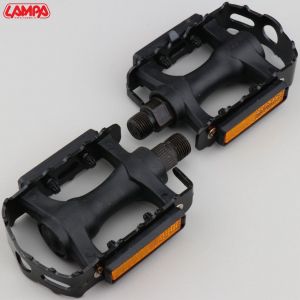 P&eacute;dales plates alu pour v&eacute;lo Lampa noires 100x62 mm