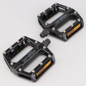 P&eacute;dales plates alu pour v&eacute;lo Contec Black noires 109x100 mm