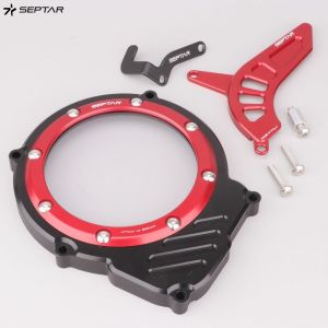 Cache allumage avec cache pignon aluminium et but&eacute;e de biellette d'embrayage AM6 Minarelli Septar