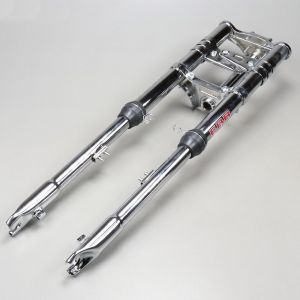 Fourche invers&eacute;e m&eacute;canique &Oslash;28 mm Peugeot 103, MBK 51 EBR chrom&eacute;e