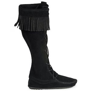 Bottes Minnetonka FRONT LACE HARDSOLE KNEE HI BOOT Noir - Taille 37