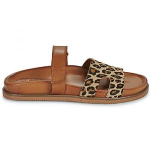 Mules Exé Shoes 967-KIMOLOS-LEOPARD-TAN Marron - Taille 36,37,38,39,40