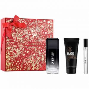 Carolina Herrera 212 Vip Black Men Eau De Perfume Spray 100ml Coffret 3 Produits