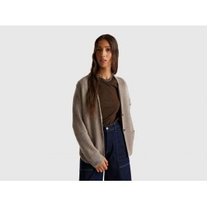 Benetton, Veste En Tricot Mélangé Laine Et Cachemire, Taille: XL, Beige, Femme